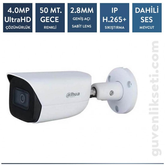 Dahua IPC-HFW3441E-SA-0360B 4 MP H.265+ IR Bullet Starlight Sesli Kamera(50m IR)